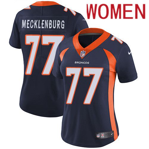 Women Denver Broncos #77 Karl Mecklenburg Navy Blue Nike Vapor Limited NFL Jersey